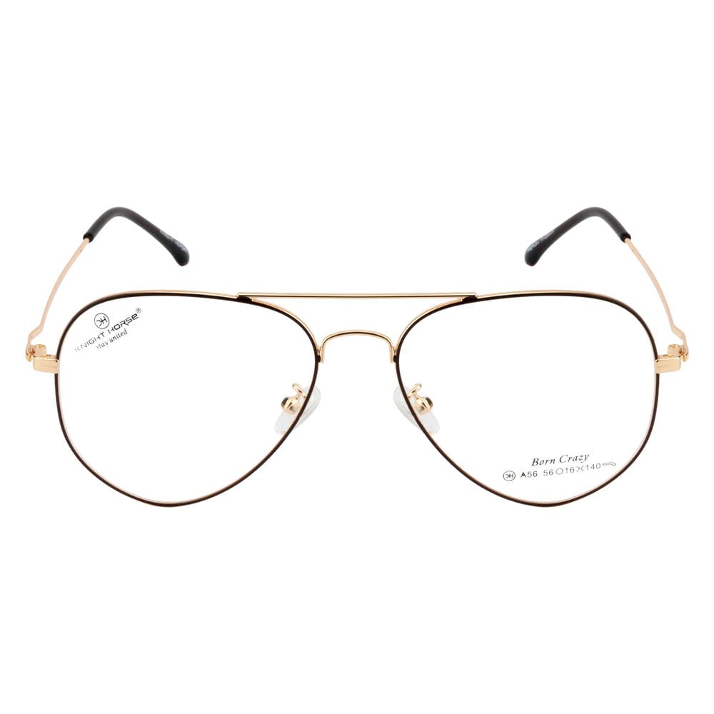 Eyewear | Classic Double-Bar Design | Brown & Gold | Stylish Bent Side Frames