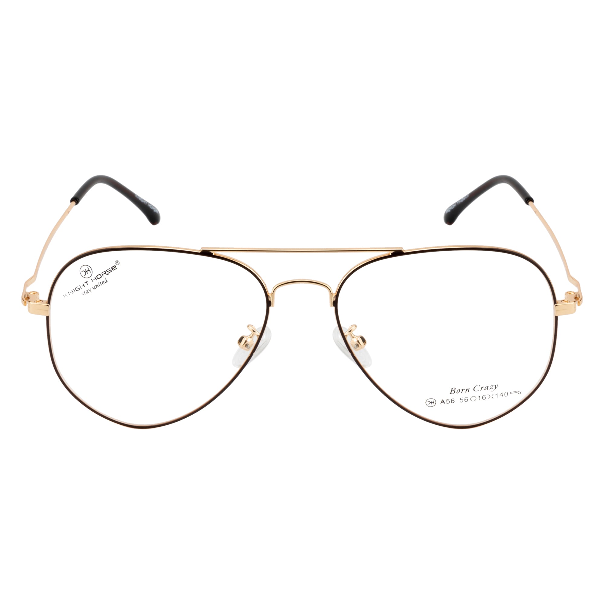 Eyewear | Classic Double-Bar Design | Brown & Gold | Stylish Bent Side Frames