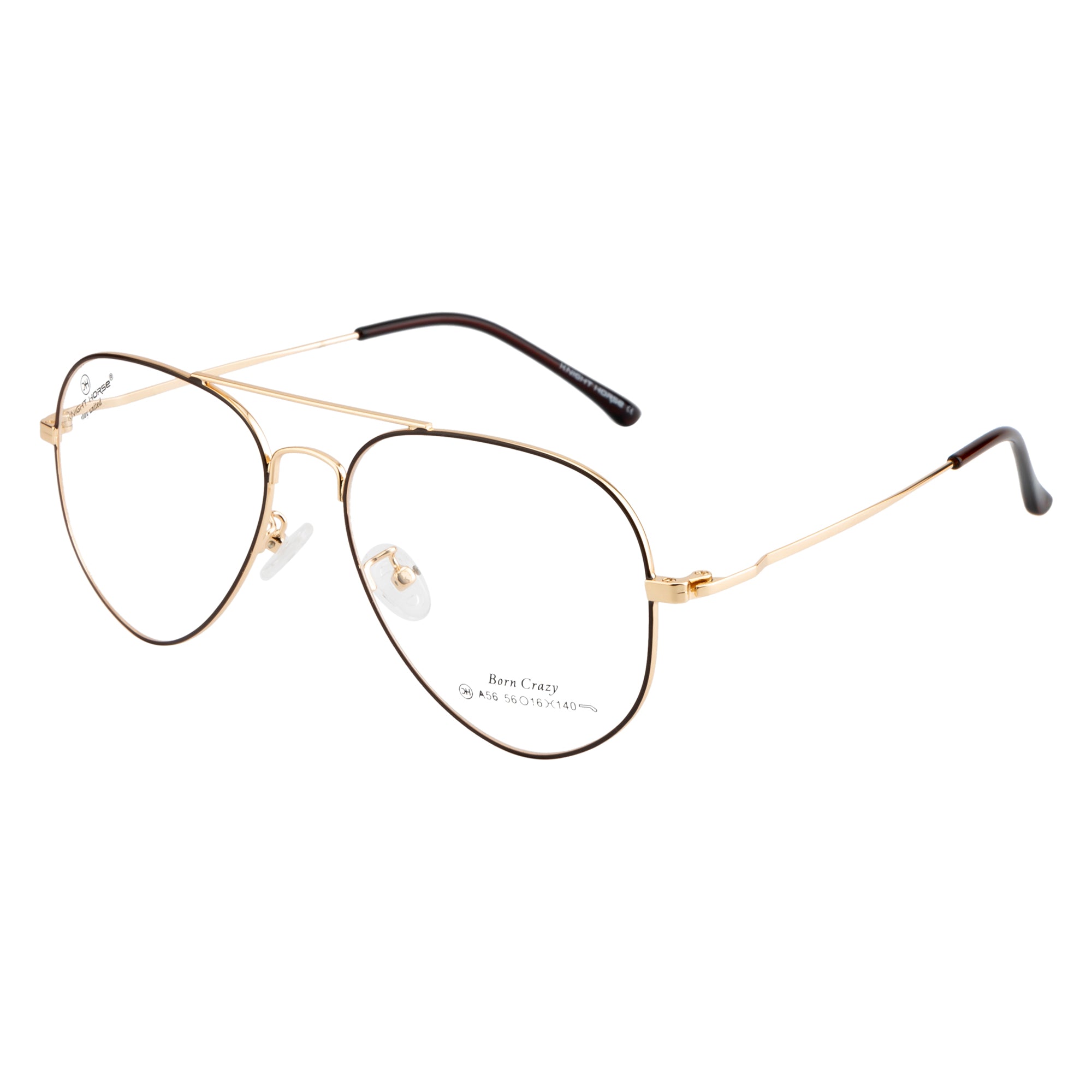 Eyewear | Classic Double-Bar Design | Brown & Gold | Stylish Bent Side Frames