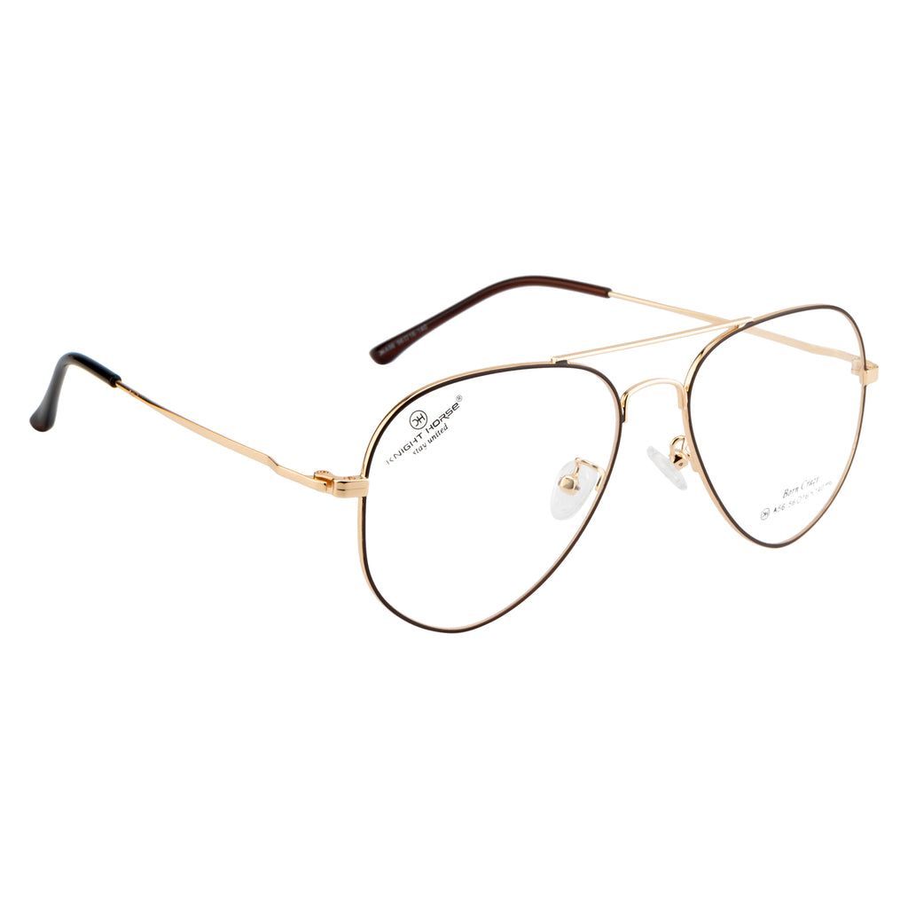 Eyewear | Classic Double-Bar Design | Brown & Gold | Stylish Bent Side Frames