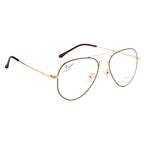 Eyewear | Classic Double-Bar Design | Brown & Gold | Stylish Bent Side Frames