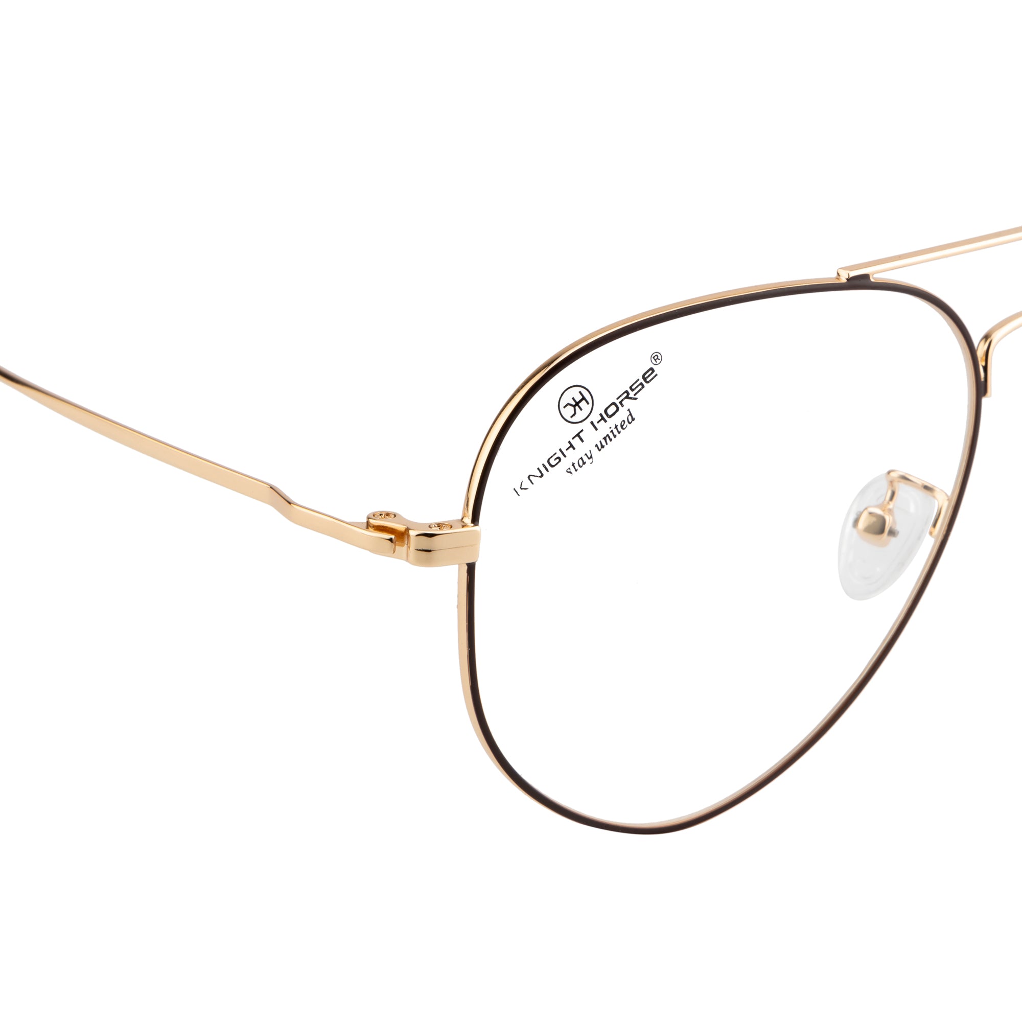 Eyewear | Classic Double-Bar Design | Brown & Gold | Stylish Bent Side Frames