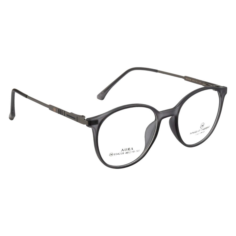 Round Eyewear – Stylish Matte Grey Frame with Sleek Side Design & Flexible Fit