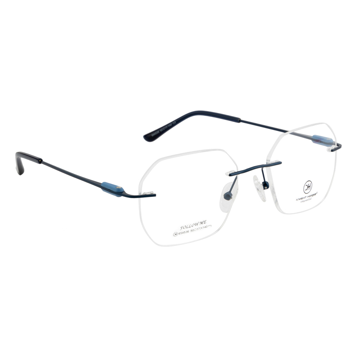 Rimless Eyewear | Stylish Lightweight Glasses with Blue Side Accents
