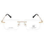 Rimless Rectangular Eyewear | Sleek Design with Gold Accent Temples