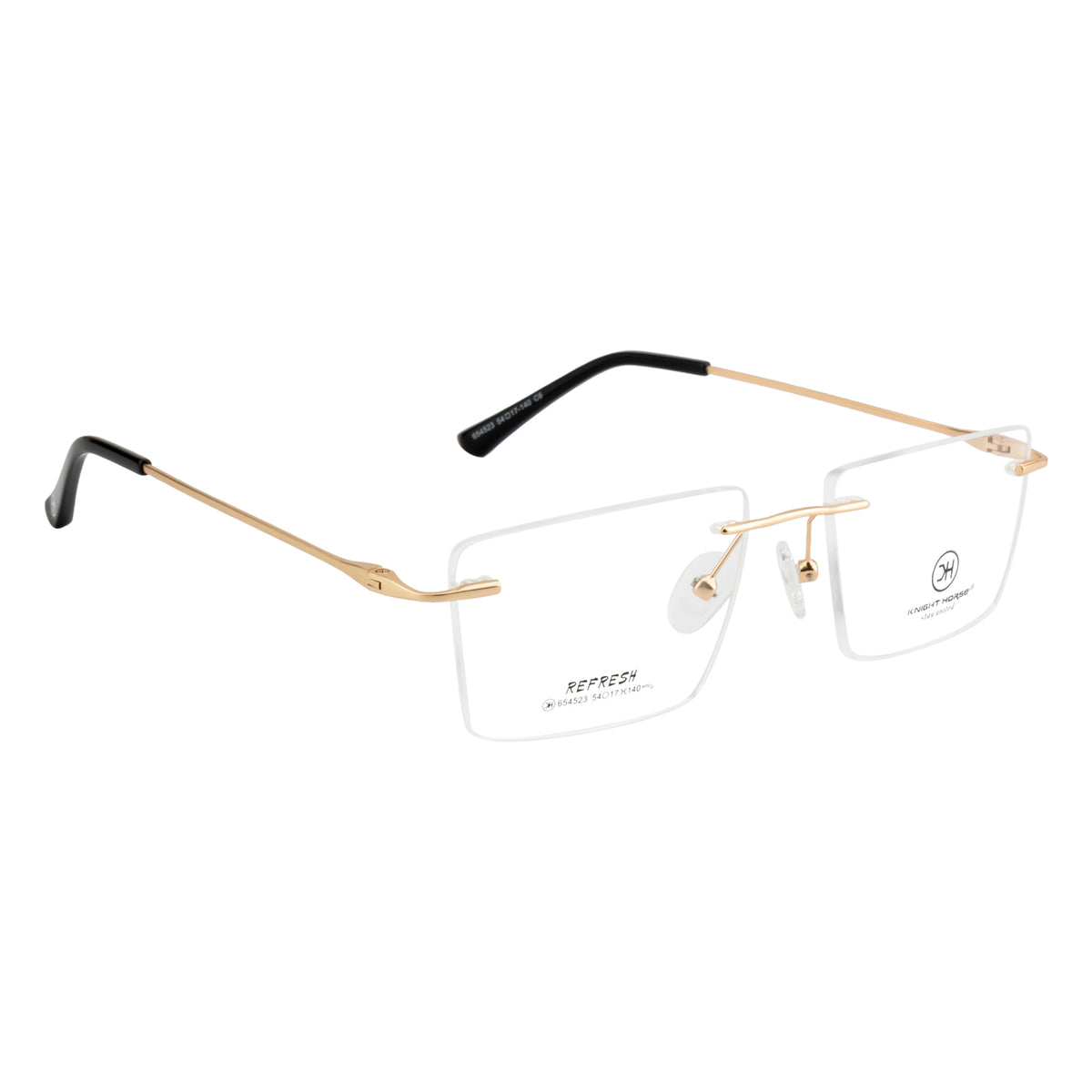 Rimless Rectangular Eyewear | Sleek Design with Gold Accent Temples