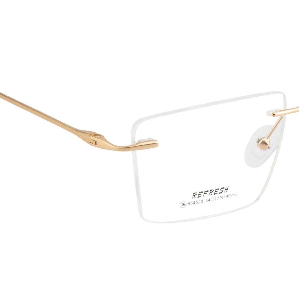 Rimless Rectangular Eyewear | Sleek Design with Gold Accent Temples