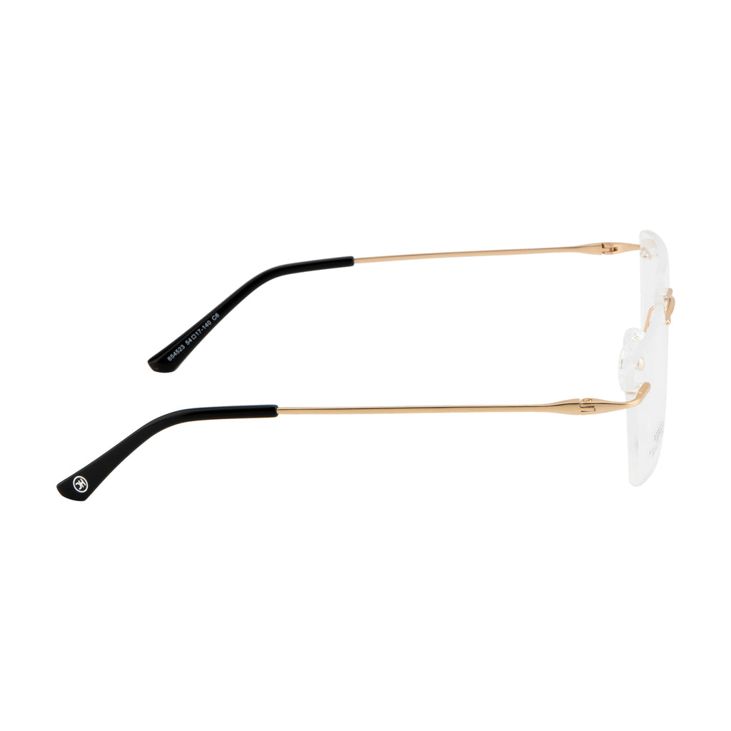Rimless Rectangular Eyewear | Sleek Design with Gold Accent Temples
