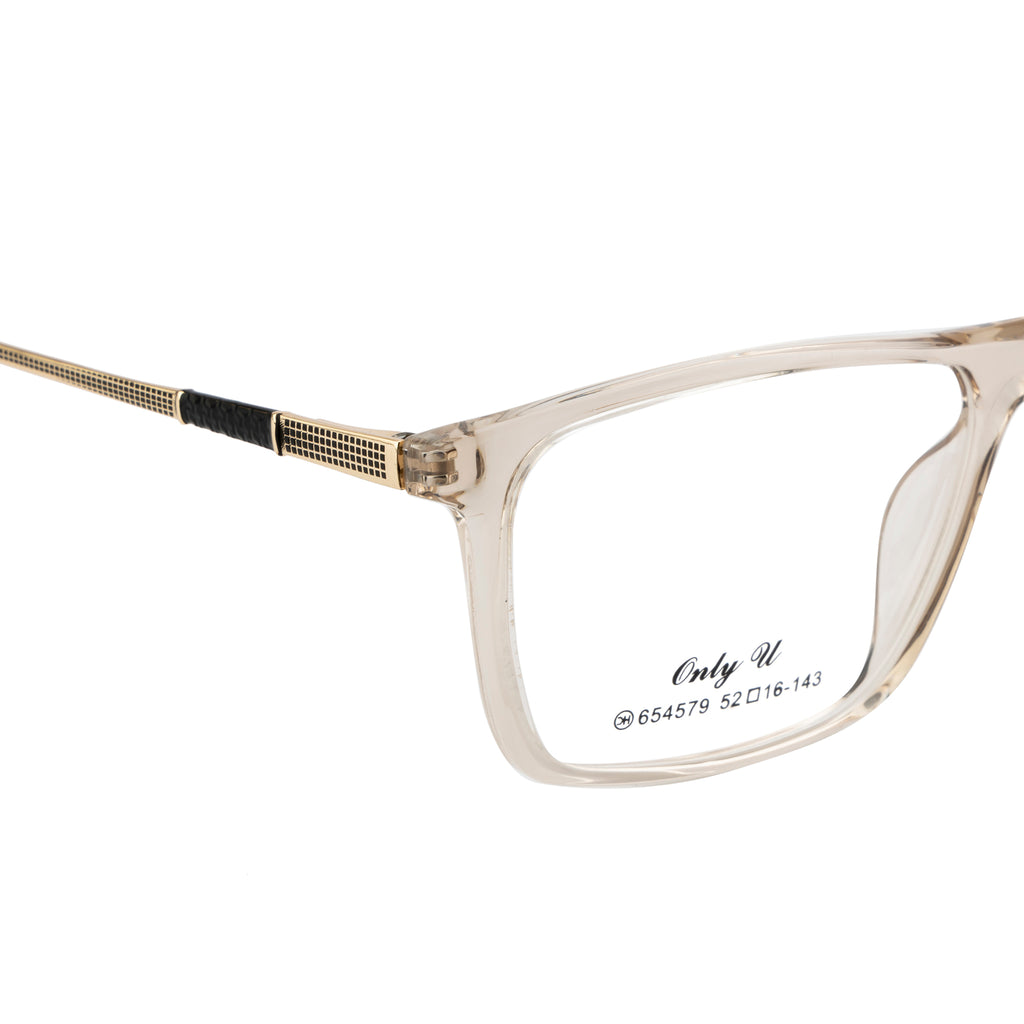 Rectangle Glasses | High-Quality Spring Hinges | Gloss Beige | Stylish & Durable