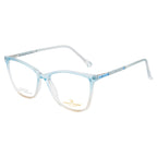 Cat Eye Stylish Women's Eyewear | Gloss Blue & Transparent | Glitter Side Frame