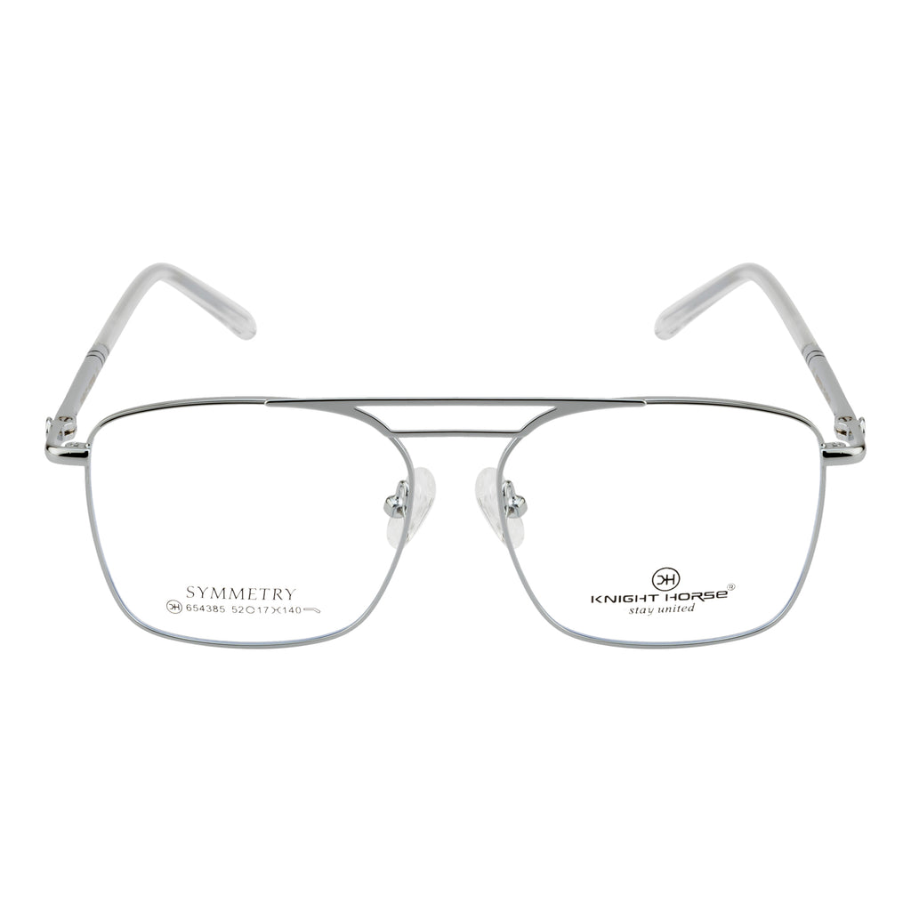 Stylish Double-Bar Men's Glasses | High-Quality Fancy Design | Silver Frame