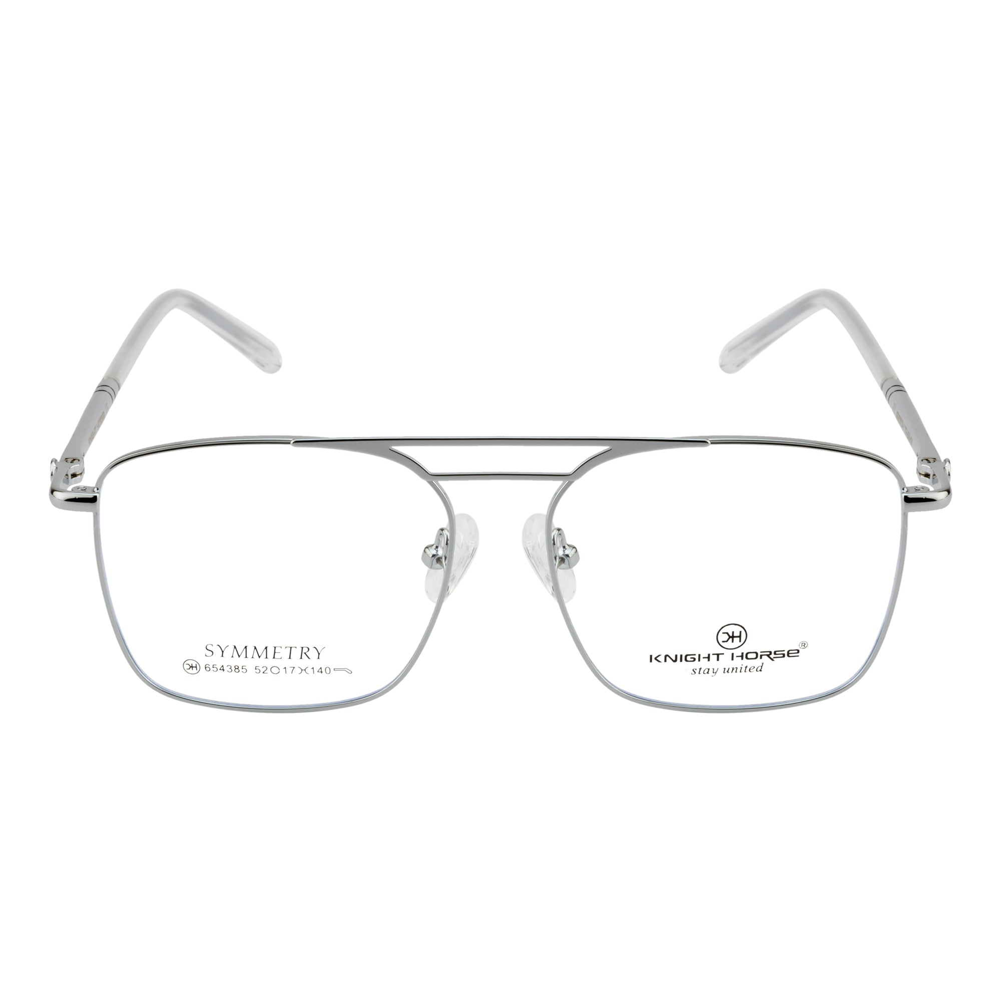 Stylish Double-Bar Men's Glasses | High-Quality Fancy Design | Silver Frame
