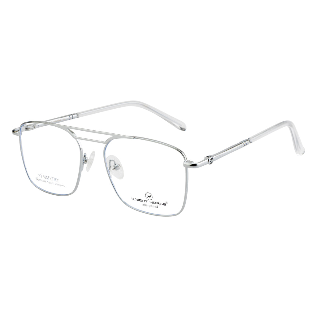 Stylish Double-Bar Men's Glasses | High-Quality Fancy Design | Silver Frame