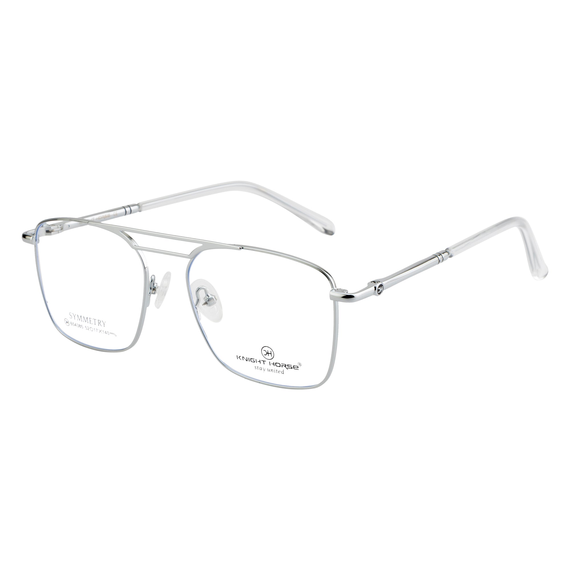 Stylish Double-Bar Men's Glasses | High-Quality Fancy Design | Silver Frame