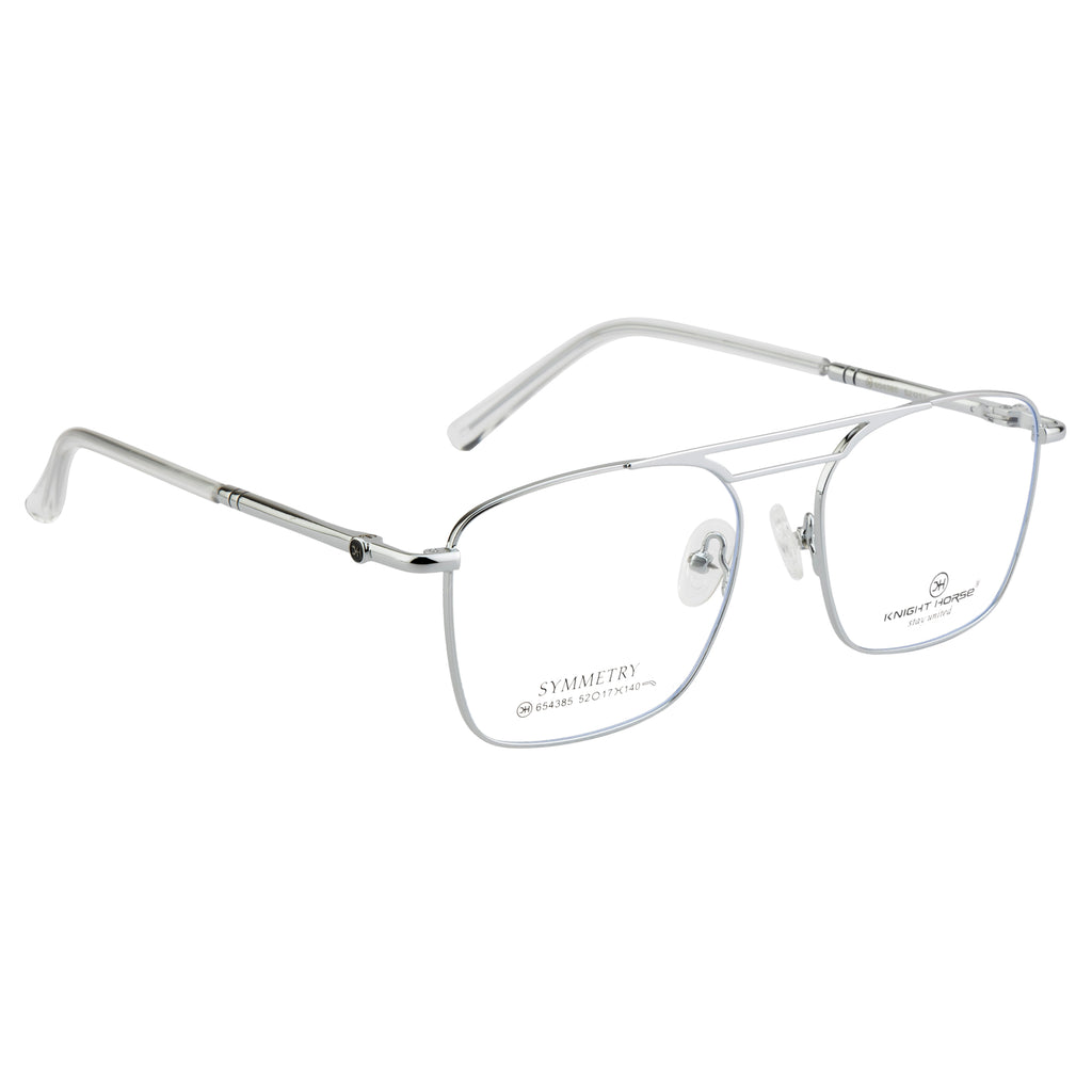 Stylish Double-Bar Men's Glasses | High-Quality Fancy Design | Silver Frame