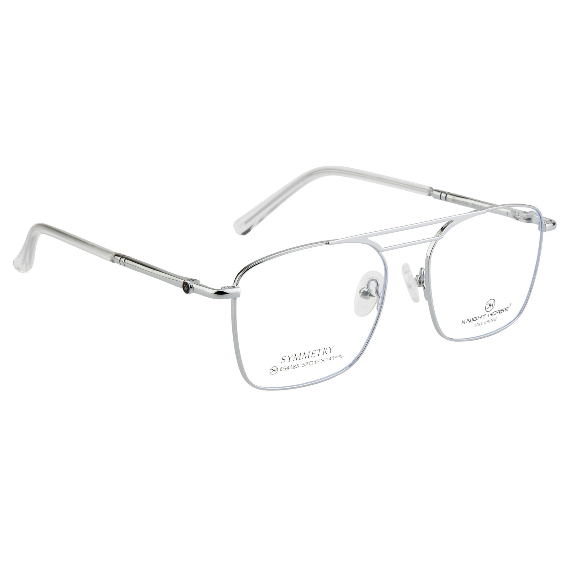 Stylish Double-Bar Men's Glasses | High-Quality Fancy Design | Silver Frame