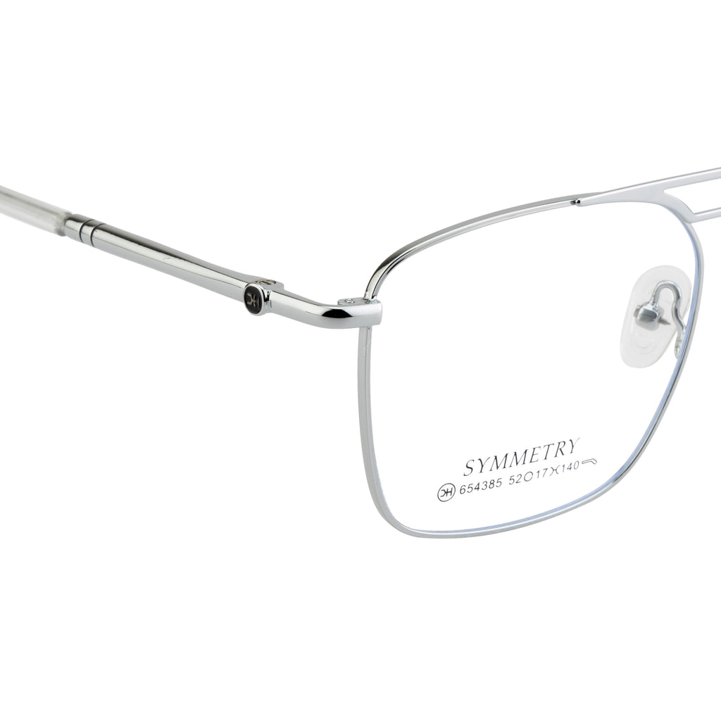 Stylish Double-Bar Men's Glasses | High-Quality Fancy Design | Silver Frame