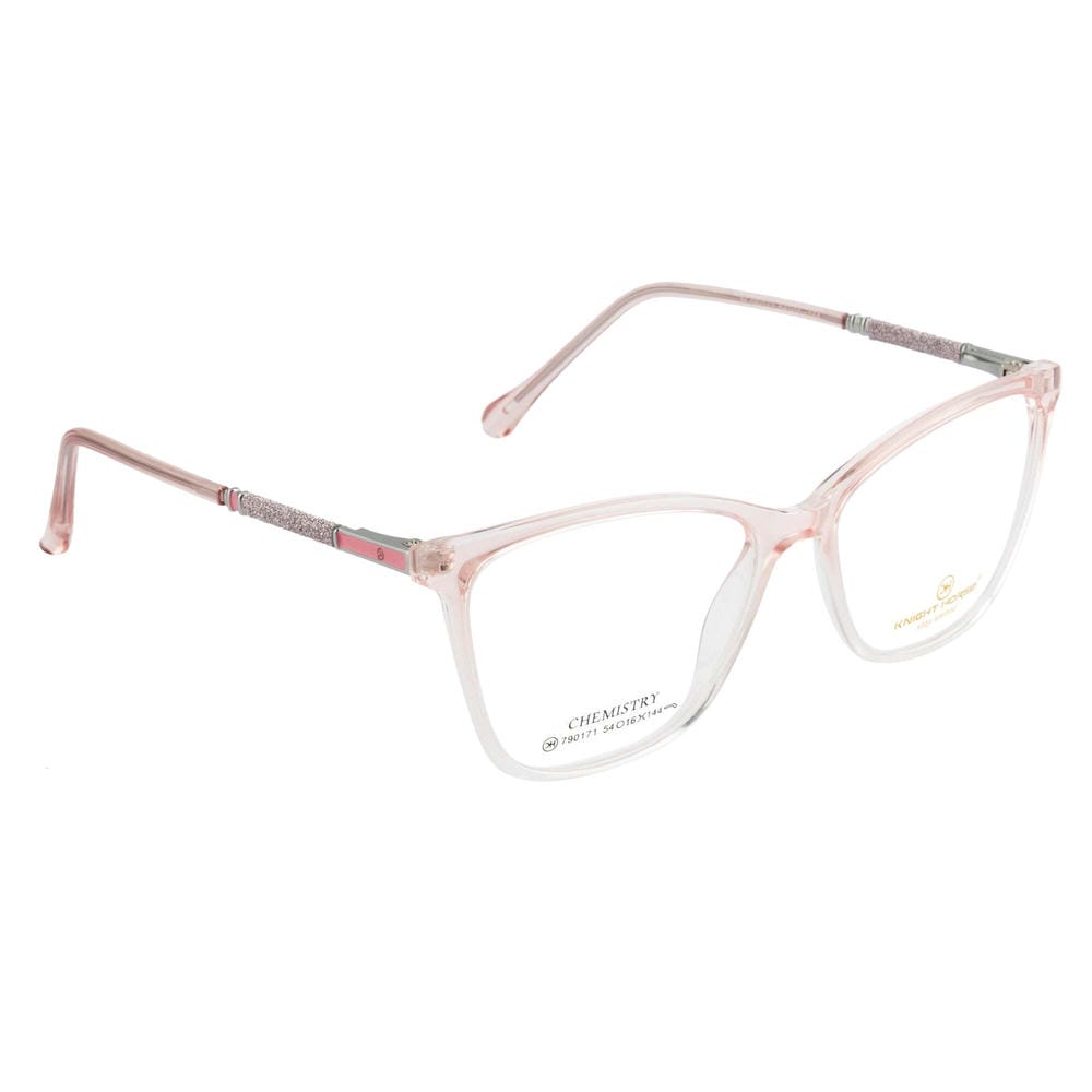 Women's Cat-Eye Eyewear | Stylish Gloss Pink Frame with Glitter Accent
