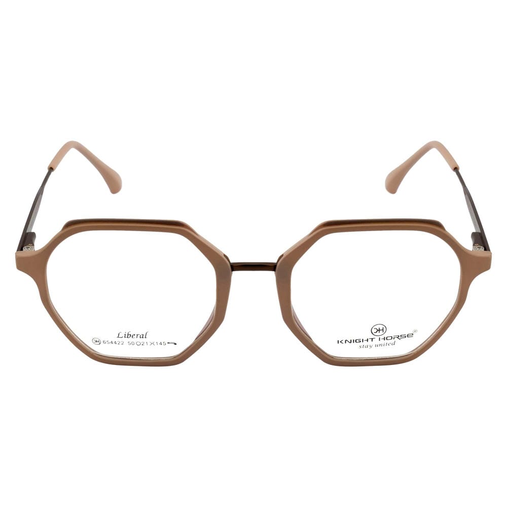 Geometric Eyewear | Stylish Fancy Frames | Unique Taupe Design with Contrasting Eyebrow Top