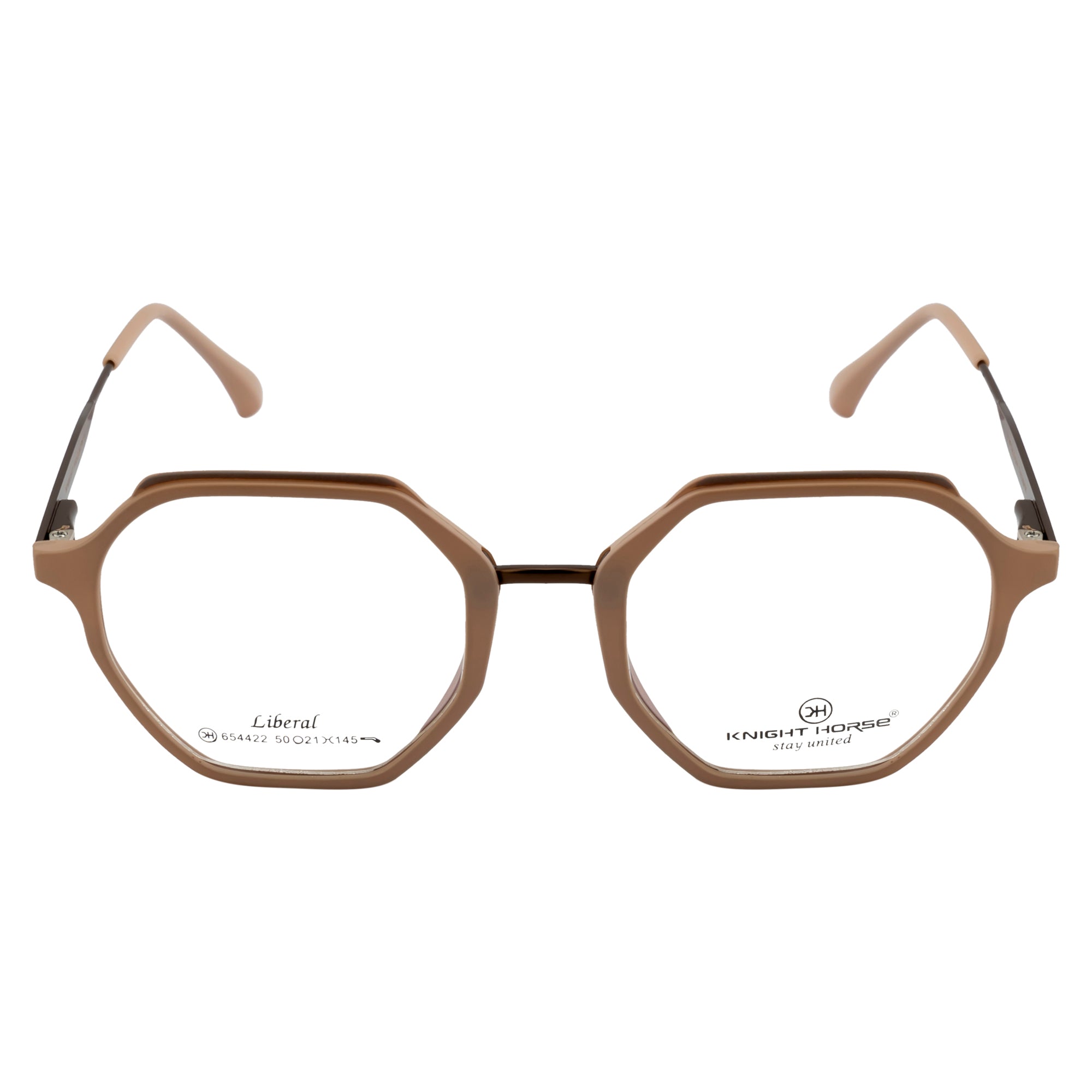 Geometric Eyewear | Stylish Fancy Frames | Unique Taupe Design with Contrasting Eyebrow Top