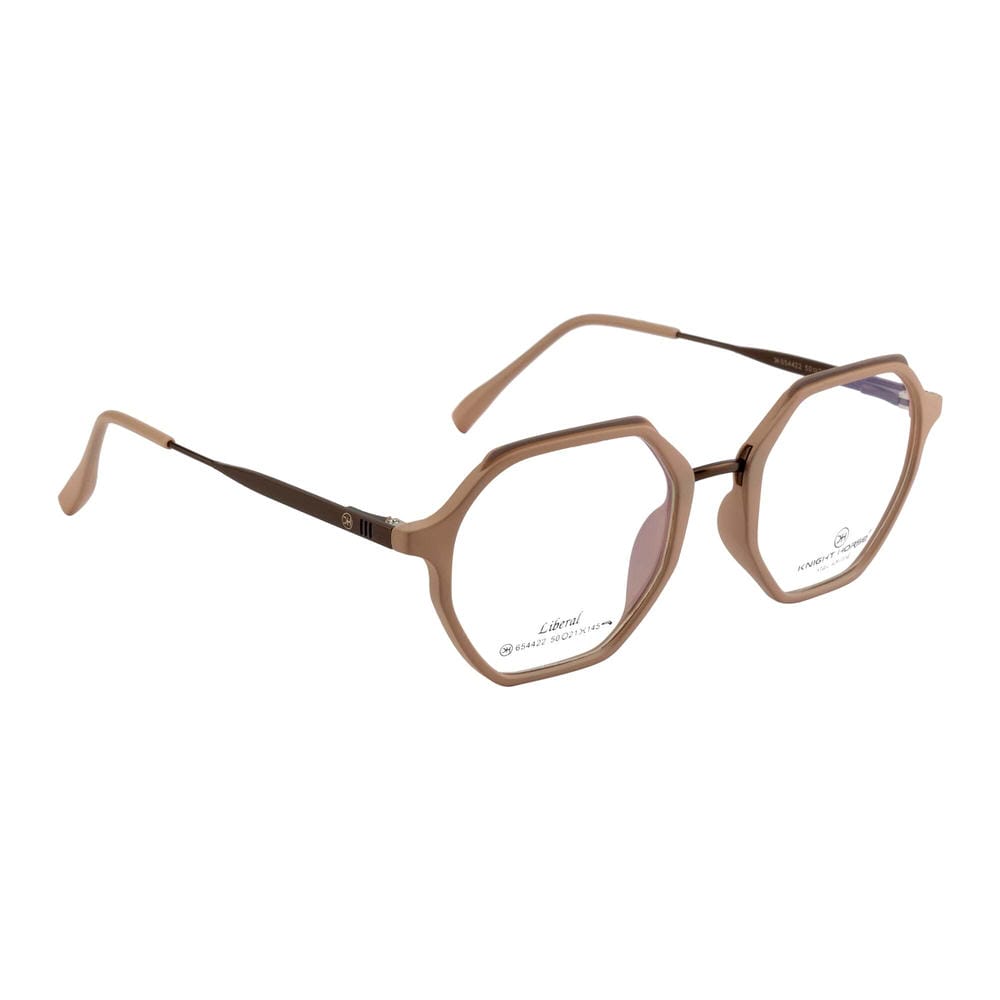 Geometric Eyewear | Stylish Fancy Frames | Unique Taupe Design with Contrasting Eyebrow Top