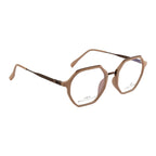 Geometric Eyewear | Stylish Fancy Frames | Unique Taupe Design with Contrasting Eyebrow Top
