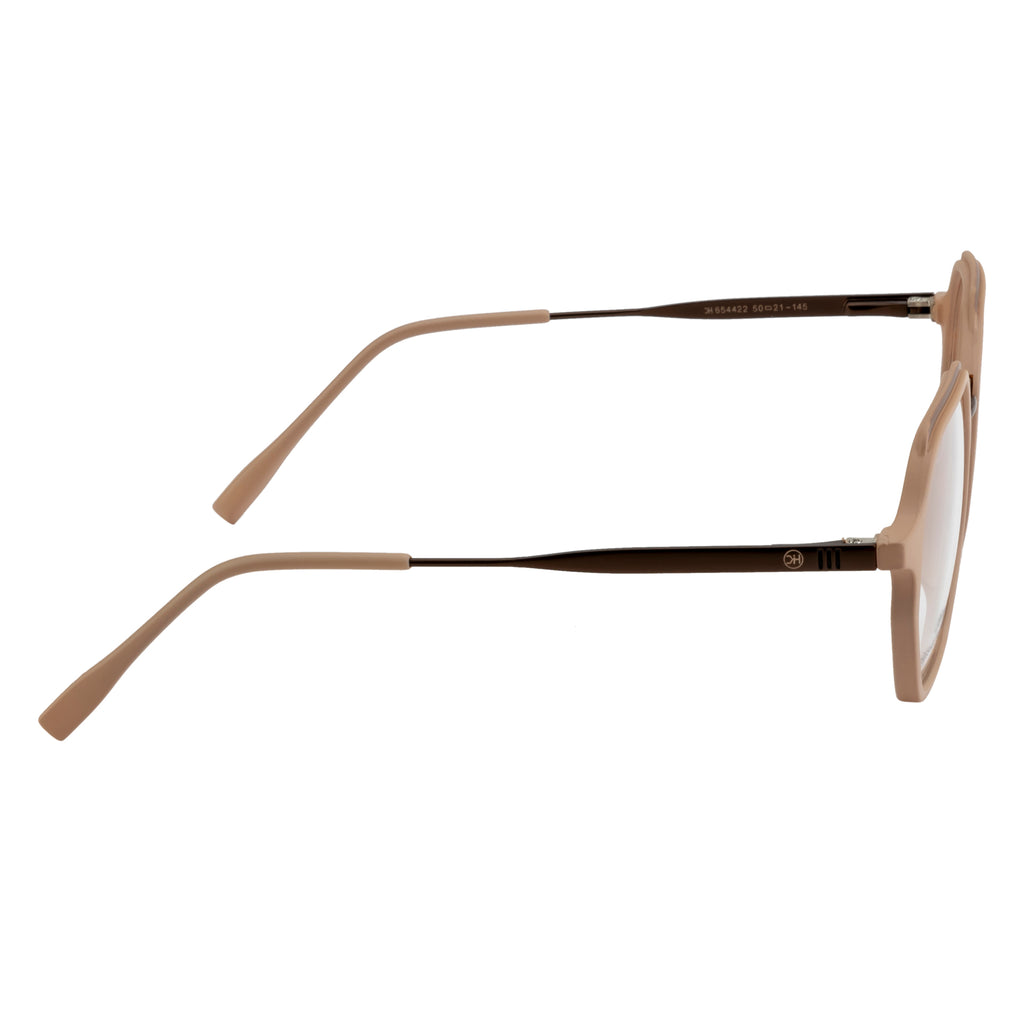 Geometric Eyewear | Stylish Fancy Frames | Unique Taupe Design with Contrasting Eyebrow Top