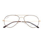 Eyewear | Classic Double-Bar Design | Brown & Gold | Stylish Bent Side Frames