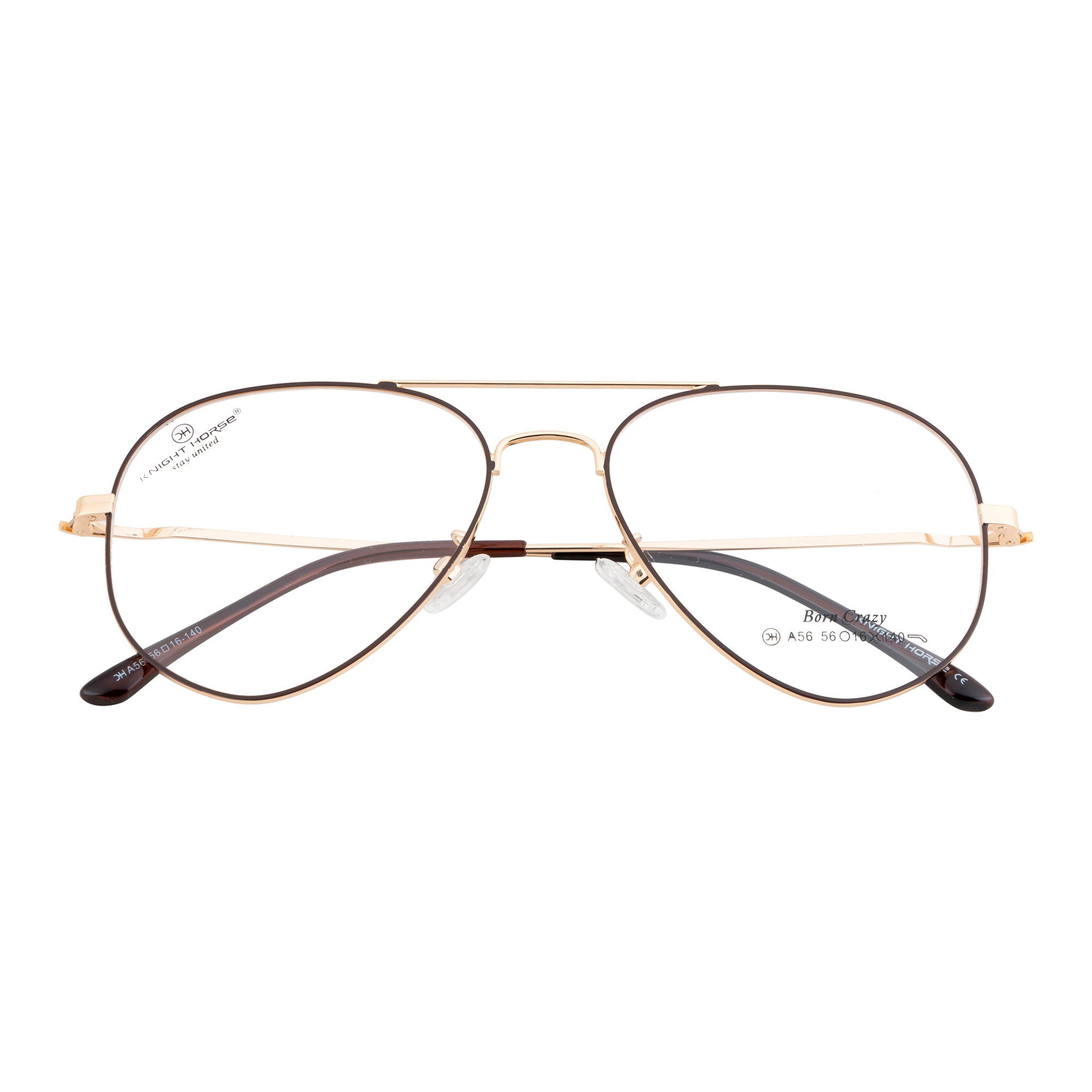 Eyewear | Classic Double-Bar Design | Brown & Gold | Stylish Bent Side Frames