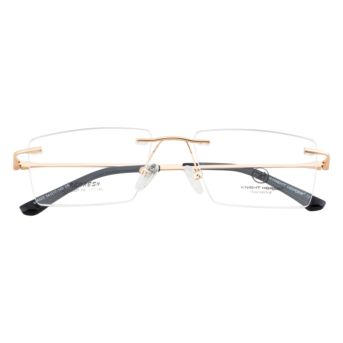 Rimless Rectangular Eyewear | Sleek Design with Gold Accent Temples