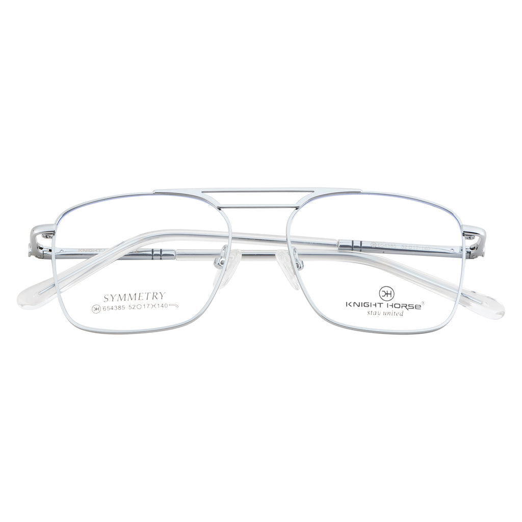 Stylish Double-Bar Men's Glasses | High-Quality Fancy Design | Silver Frame