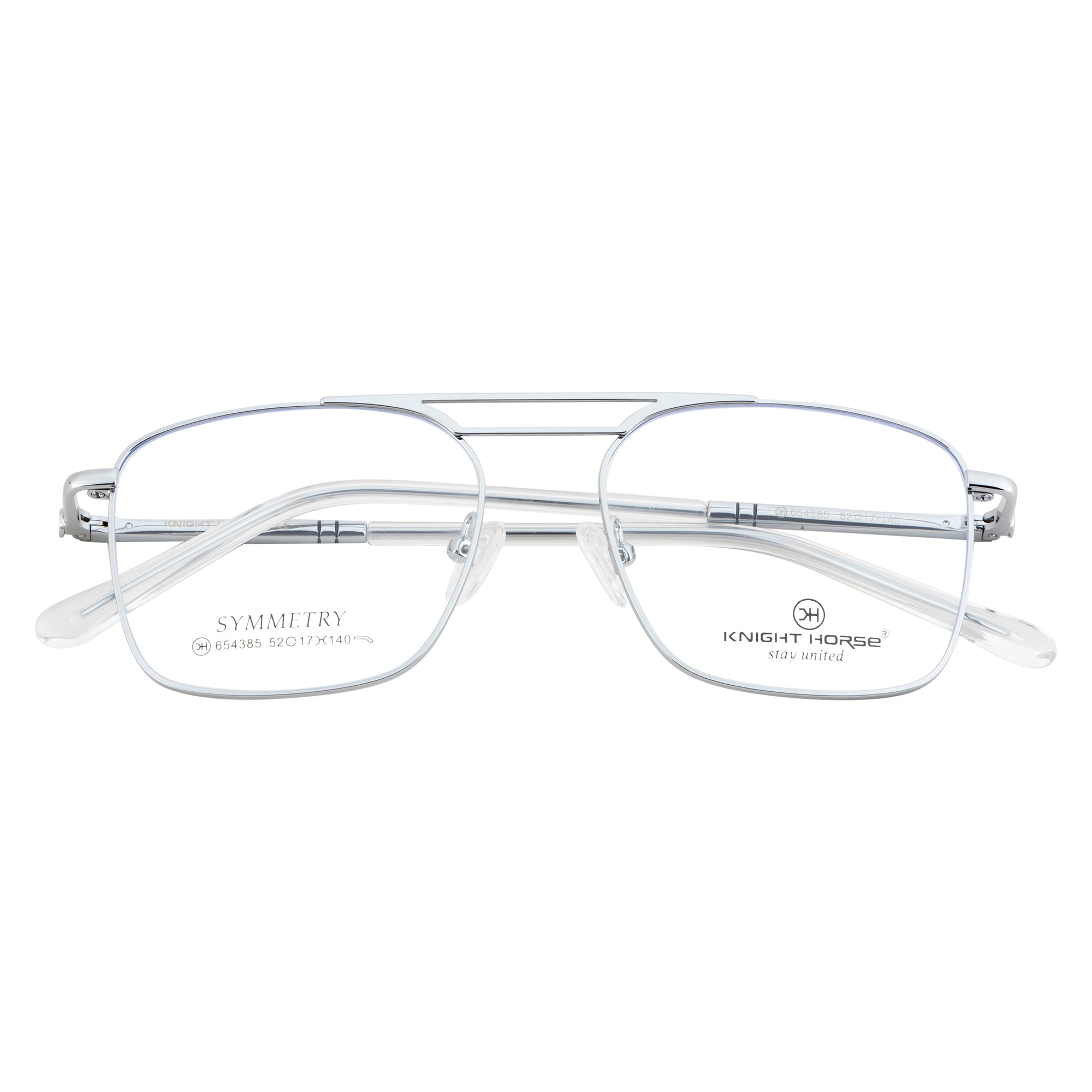 Stylish Double-Bar Men's Glasses | High-Quality Fancy Design | Silver Frame