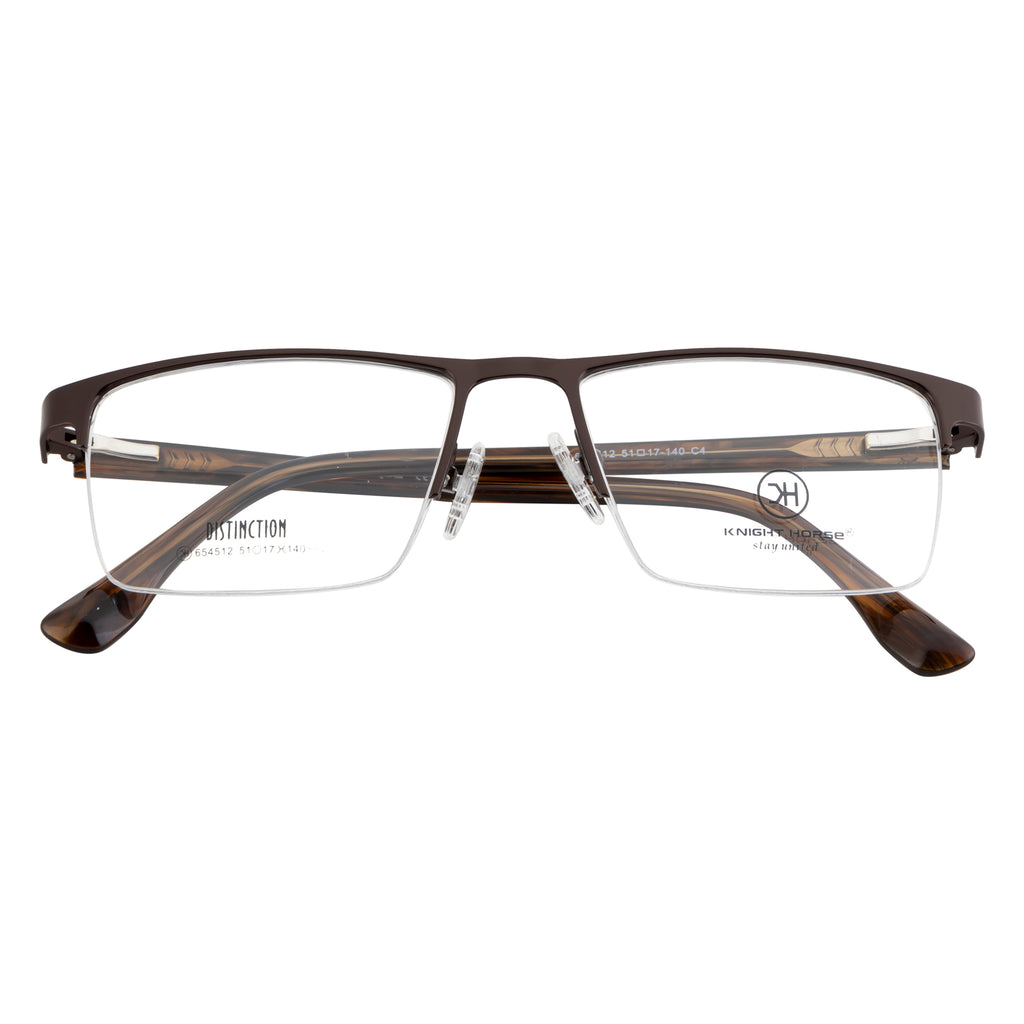 High-Quality Rectangle Supra Design Glasses | Brown Frame with Spring Hinges