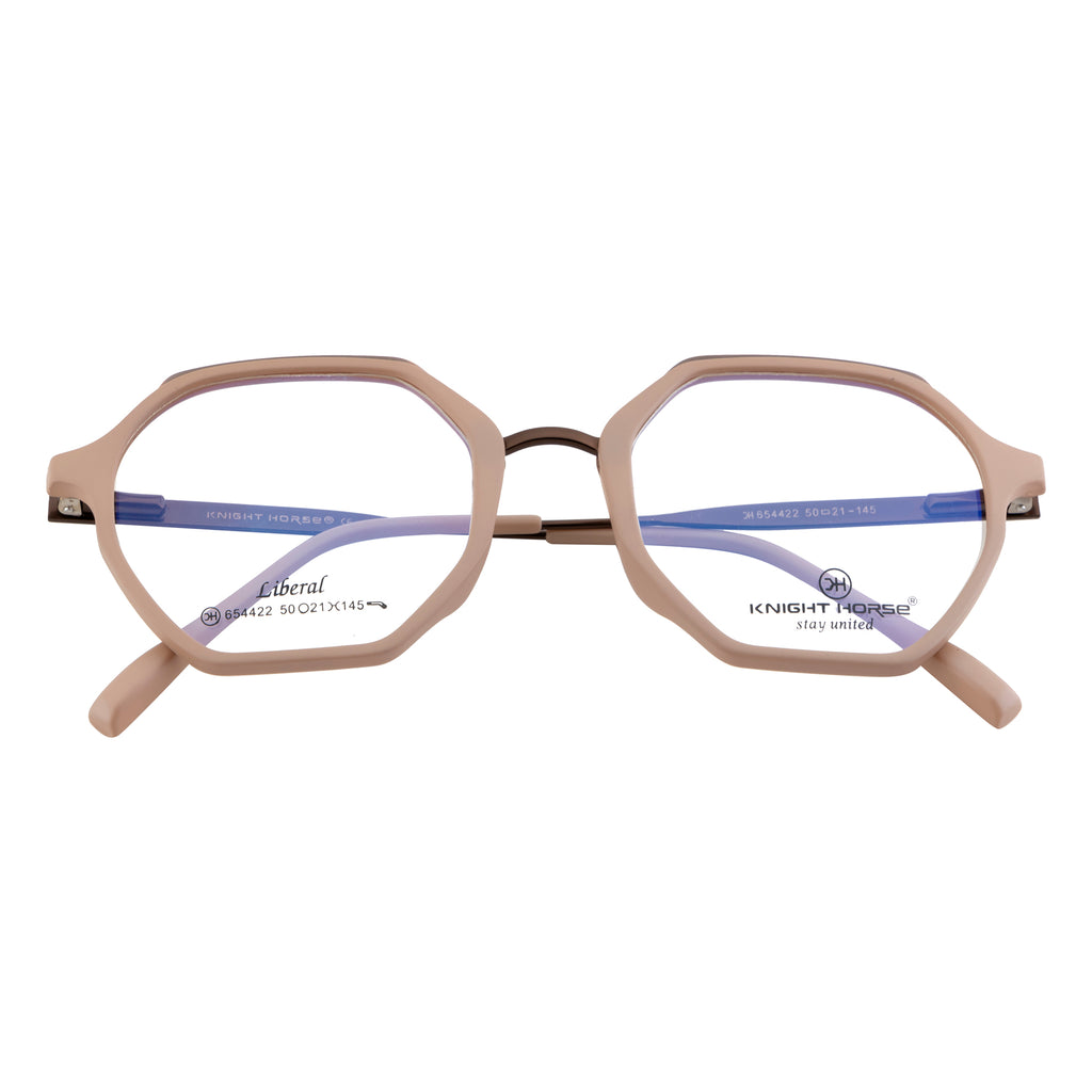 Geometric Eyewear | Stylish Fancy Frames | Unique Taupe Design with Contrasting Eyebrow Top