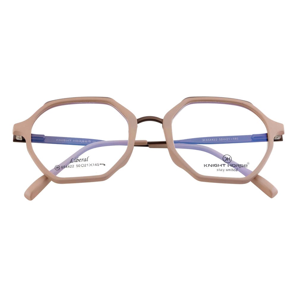 Geometric Eyewear | Stylish Fancy Frames | Unique Taupe Design with Contrasting Eyebrow Top