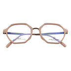 Geometric Eyewear | Stylish Fancy Frames | Unique Taupe Design with Contrasting Eyebrow Top