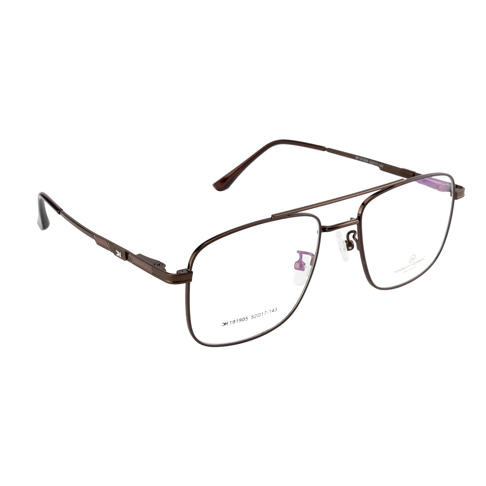 Knight Horse Double-Bar Metal Eyeglass Frame – Brown| Spring Hinges