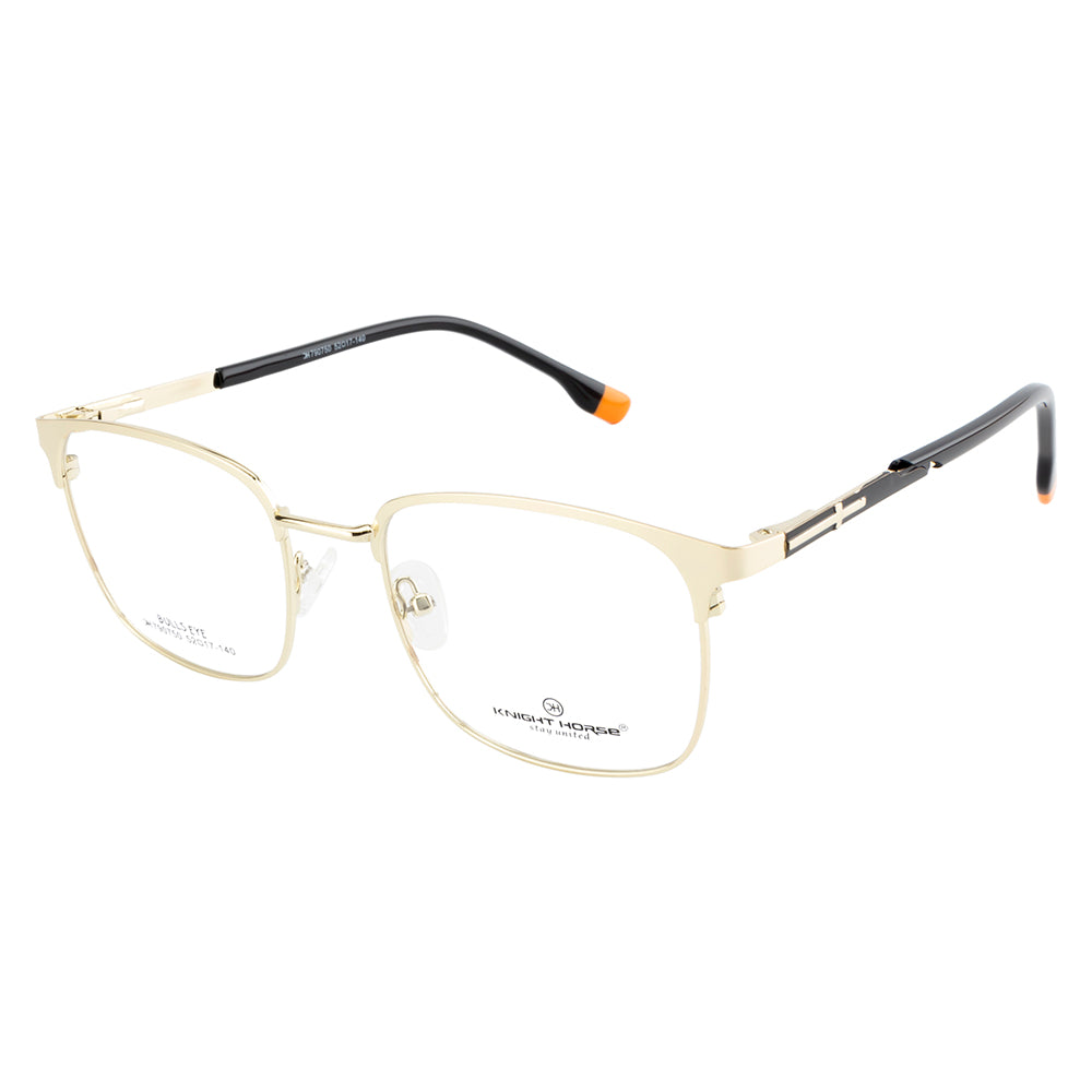 Knight Horse Gold Metal Eyewear Frame | Unisex | Lightweight with Spring Hinges | Stylish & Durable