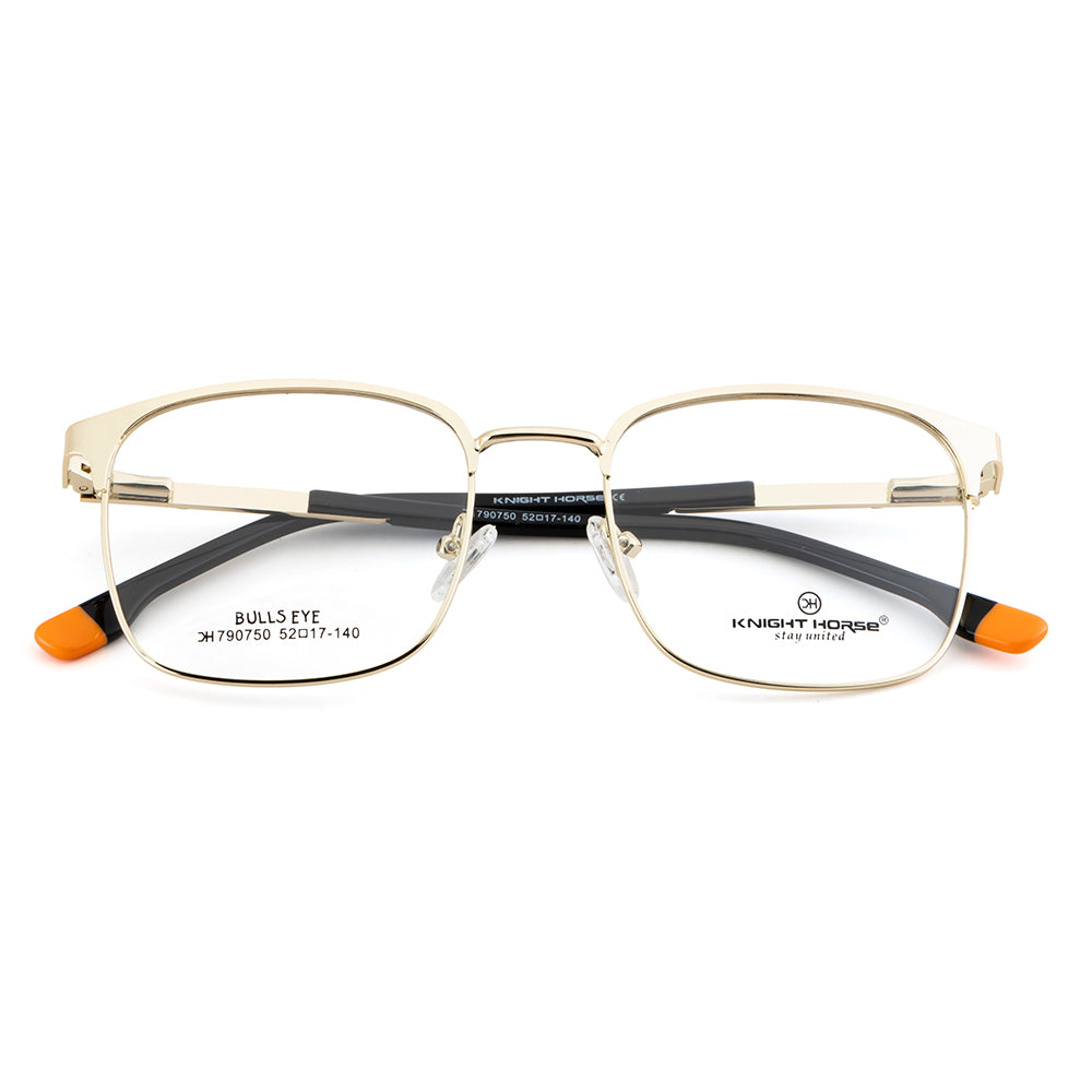 Knight Horse Gold Metal Eyewear Frame | Unisex | Lightweight with Spring Hinges | Stylish & Durable