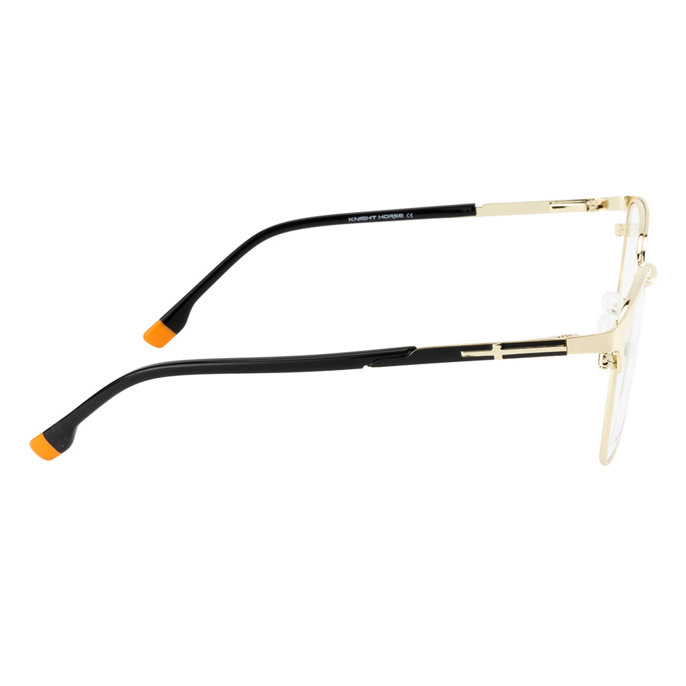 Knight Horse Gold Metal Eyewear Frame | Unisex | Lightweight with Spring Hinges | Stylish & Durable
