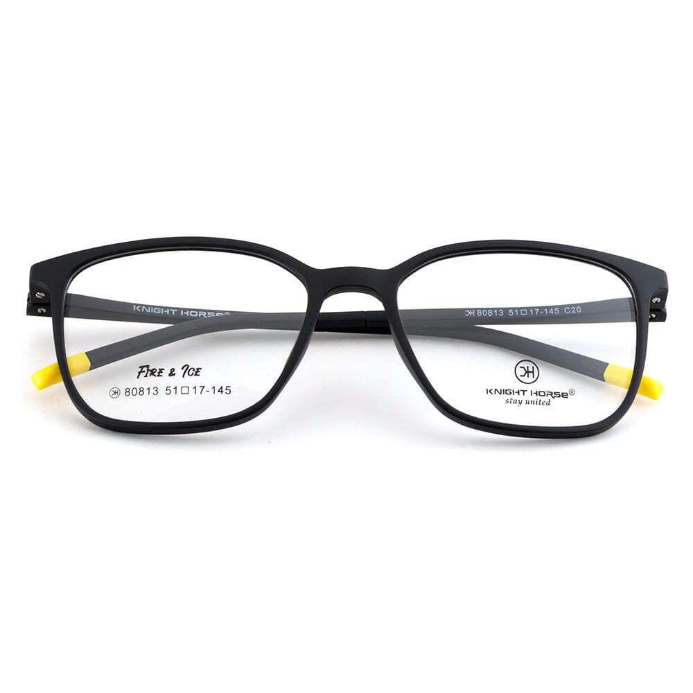 Knight Horse Classic Black Rectangle Eyeglass Frame