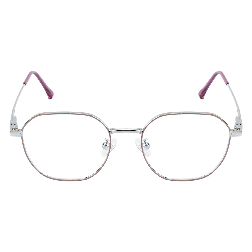 Knight Horse Women’s Metal Eyeglass Frame – Silver & Purple, Spring Hinge