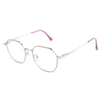 Knight Horse Women’s Metal Eyeglass Frame – Silver & Purple, Spring Hinge