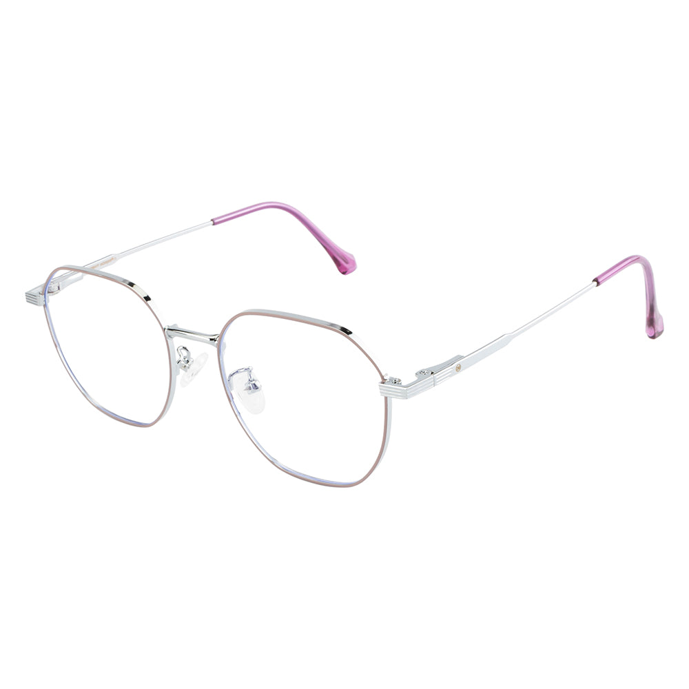Knight Horse Women’s Metal Eyeglass Frame – Silver & Purple, Spring Hinge