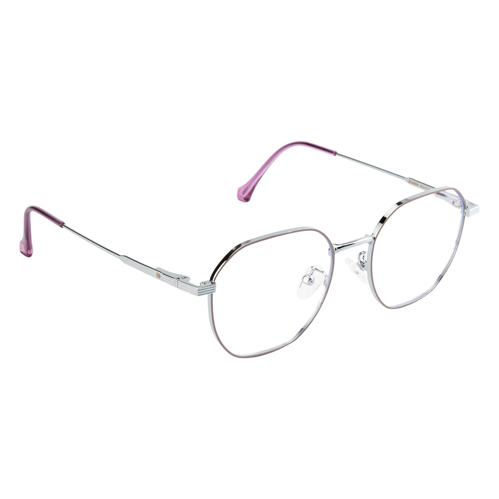 Knight Horse Women’s Metal Eyeglass Frame – Silver & Purple, Spring Hinge
