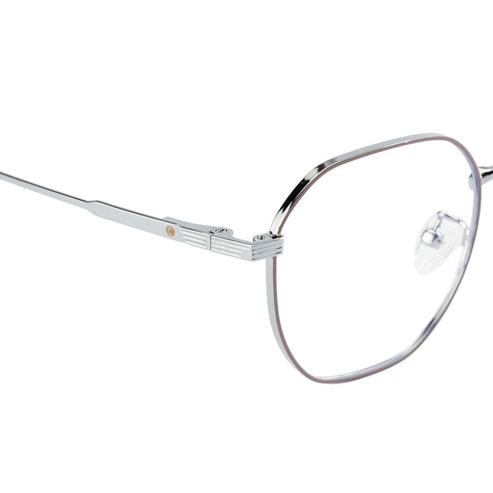 Knight Horse Women’s Metal Eyeglass Frame – Silver & Purple, Spring Hinge