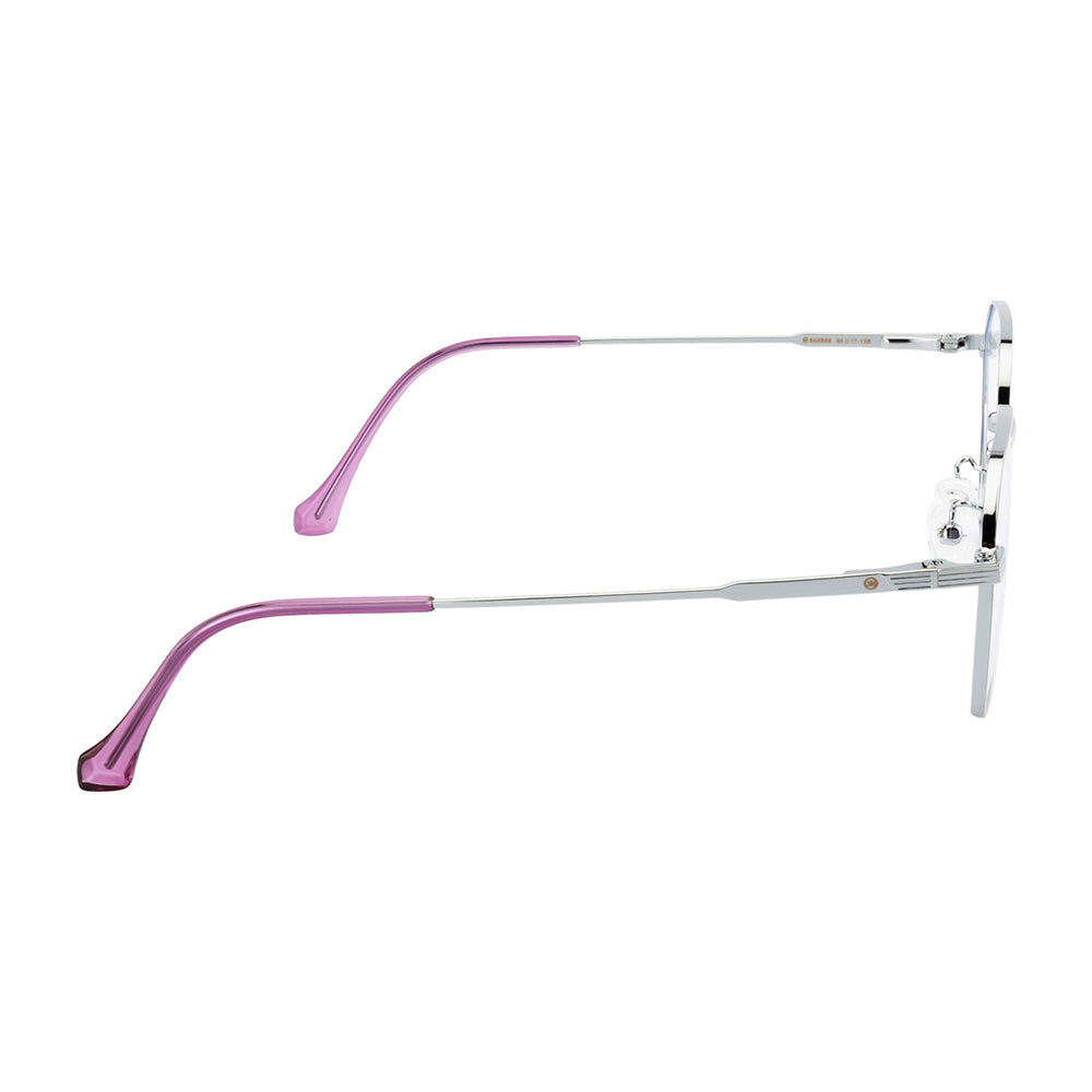 Knight Horse Women’s Metal Eyeglass Frame – Silver & Purple, Spring Hinge
