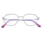 Knight Horse Women’s Metal Eyeglass Frame – Silver & Purple, Spring Hinge