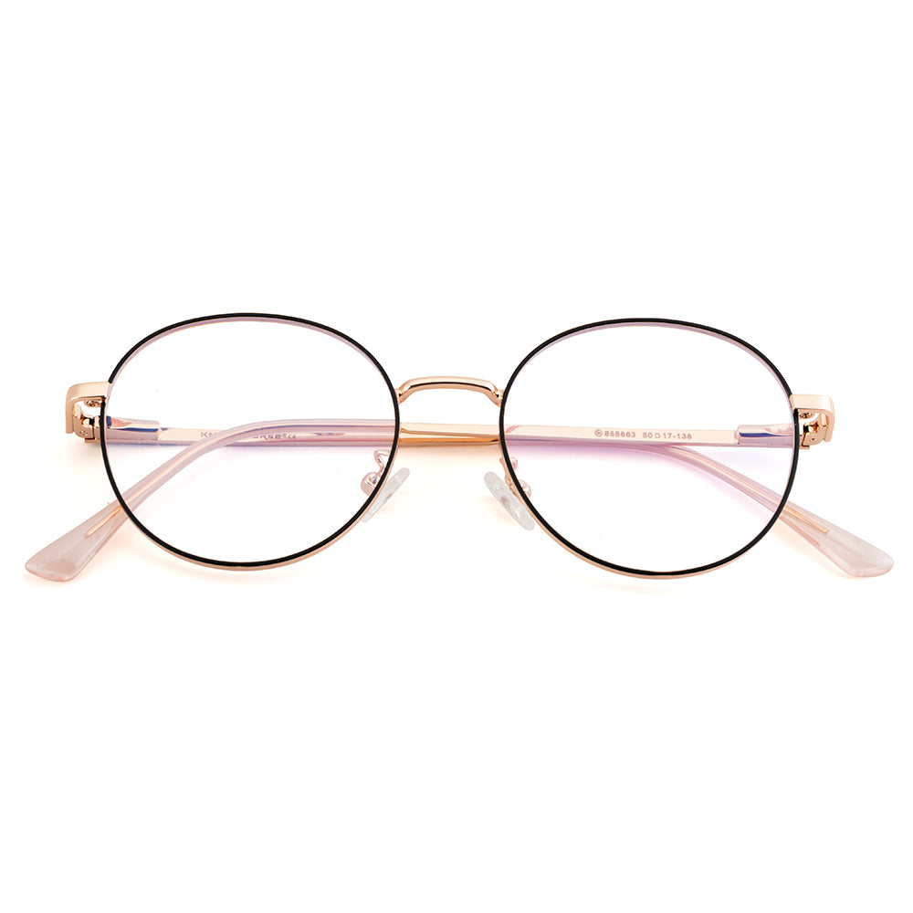 Knight Horse Gold-Black Round Metal Eyewear for Women