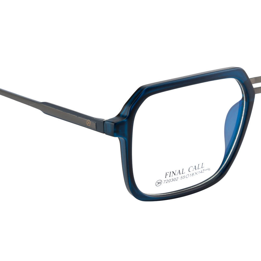 Knight Horse Full Rim Eyeglasses – Blue Gloss Front, Metal Temples, Spring Hinges